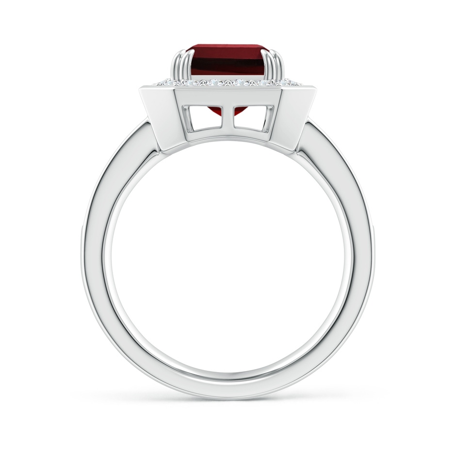 10x8mm AAAA Emerald-Cut Garnet Engagement Ring with Diamond Halo in P950 Platinum side-1