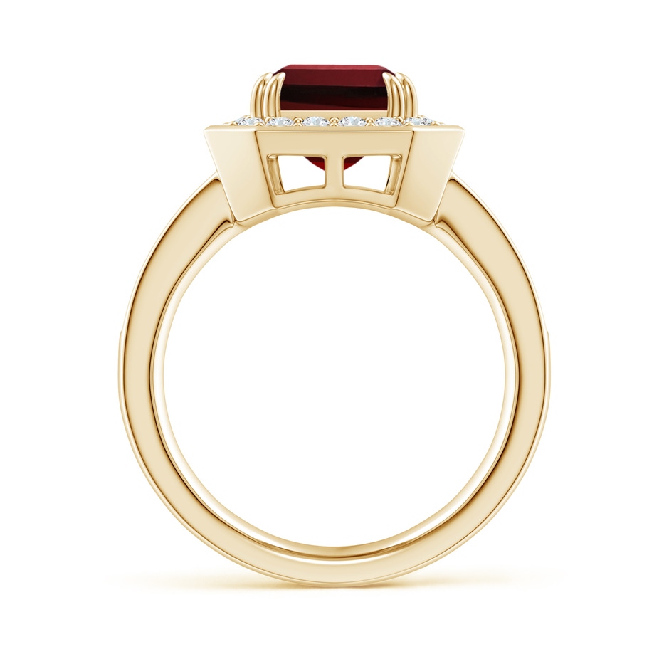 10x8mm AAAA Emerald-Cut Garnet Engagement Ring with Diamond Halo in Yellow Gold side-1