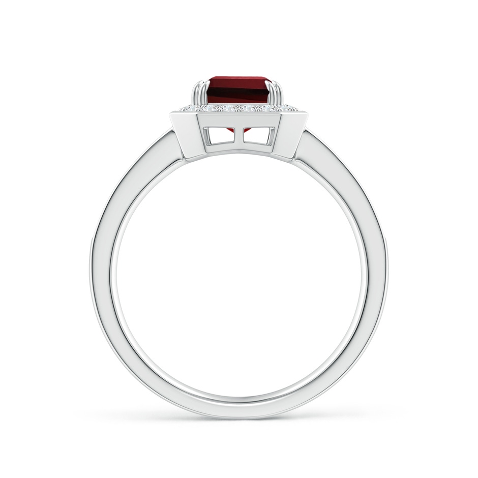 8x6mm AAAA Emerald-Cut Garnet Engagement Ring with Diamond Halo in White Gold side-1