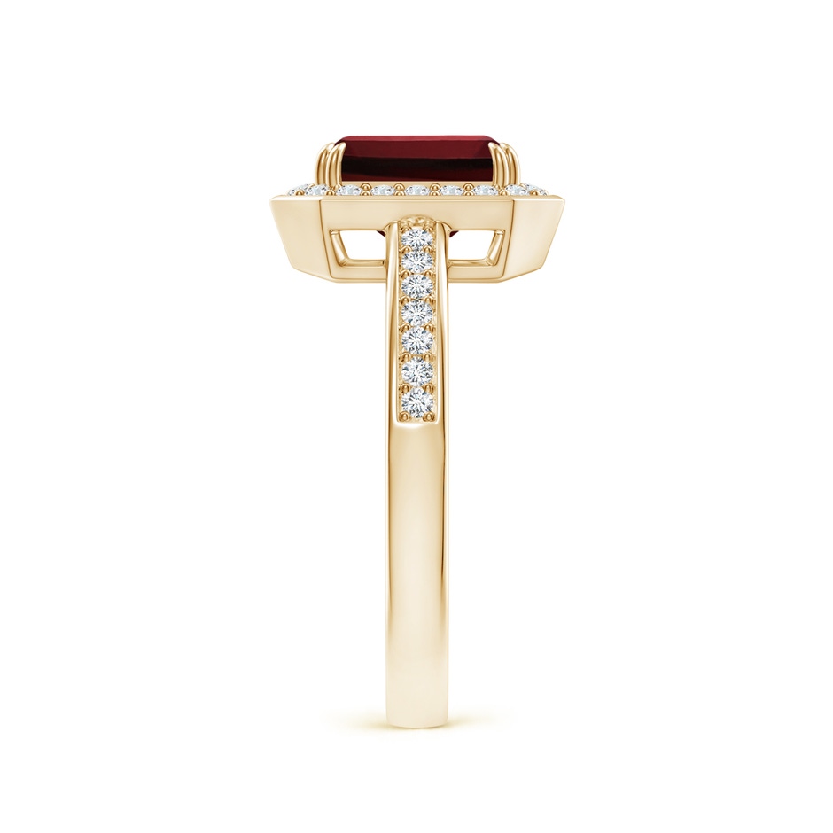 8x6mm AAAA Emerald-Cut Garnet Engagement Ring with Diamond Halo in Yellow Gold side-2