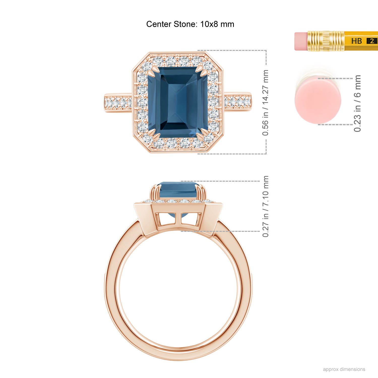 A - London Blue Topaz / 4.45 CT / 14 KT Rose Gold