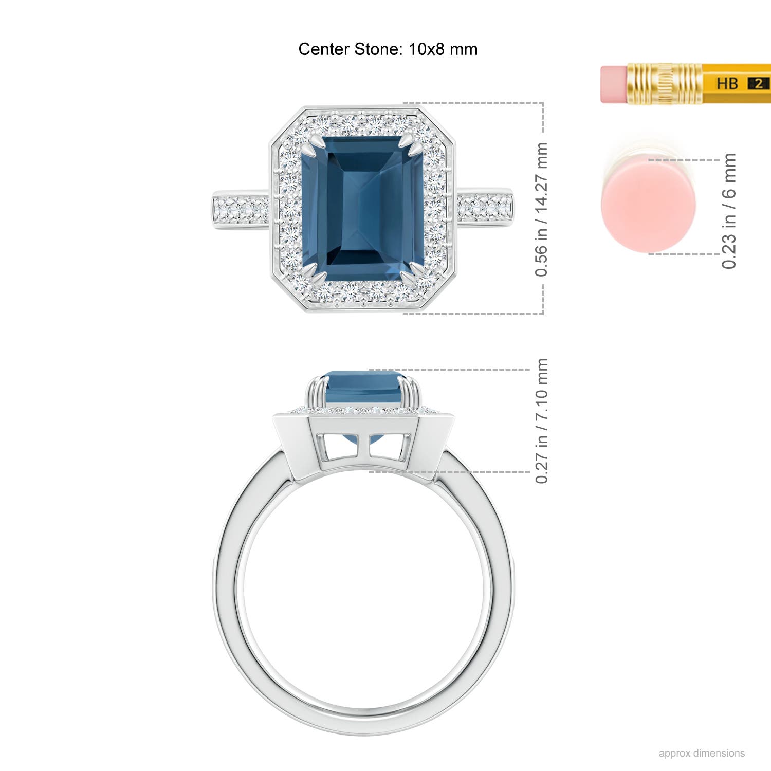 A - London Blue Topaz / 4.45 CT / 14 KT White Gold