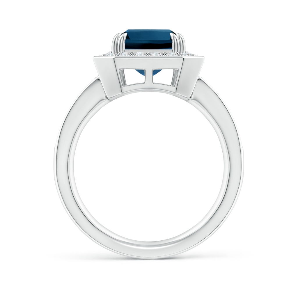 10x8mm AAAA Emerald-Cut London Blue Topaz Engagement Ring with Halo in P950 Platinum - side_1