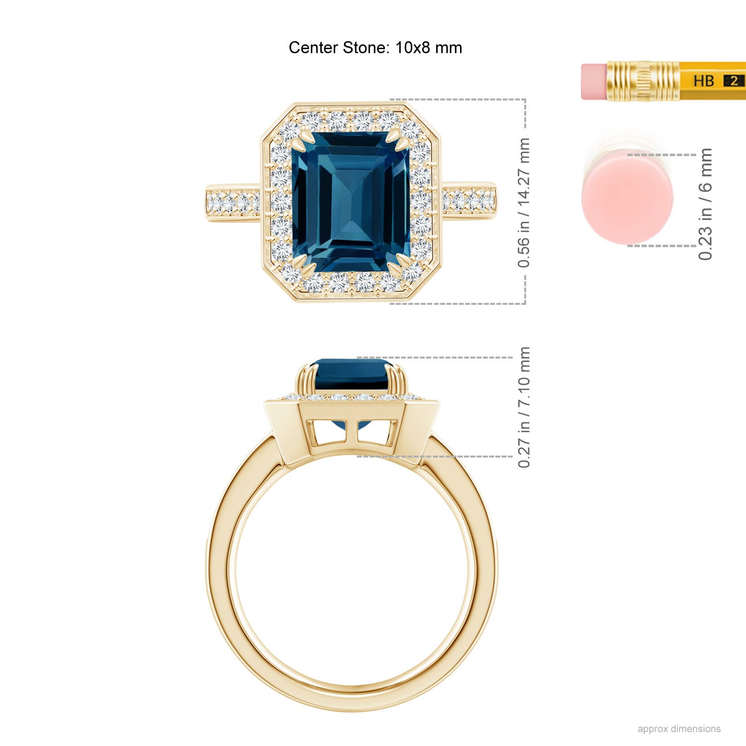 AAAA - London Blue Topaz / 4.45 CT / 14 KT Yellow Gold