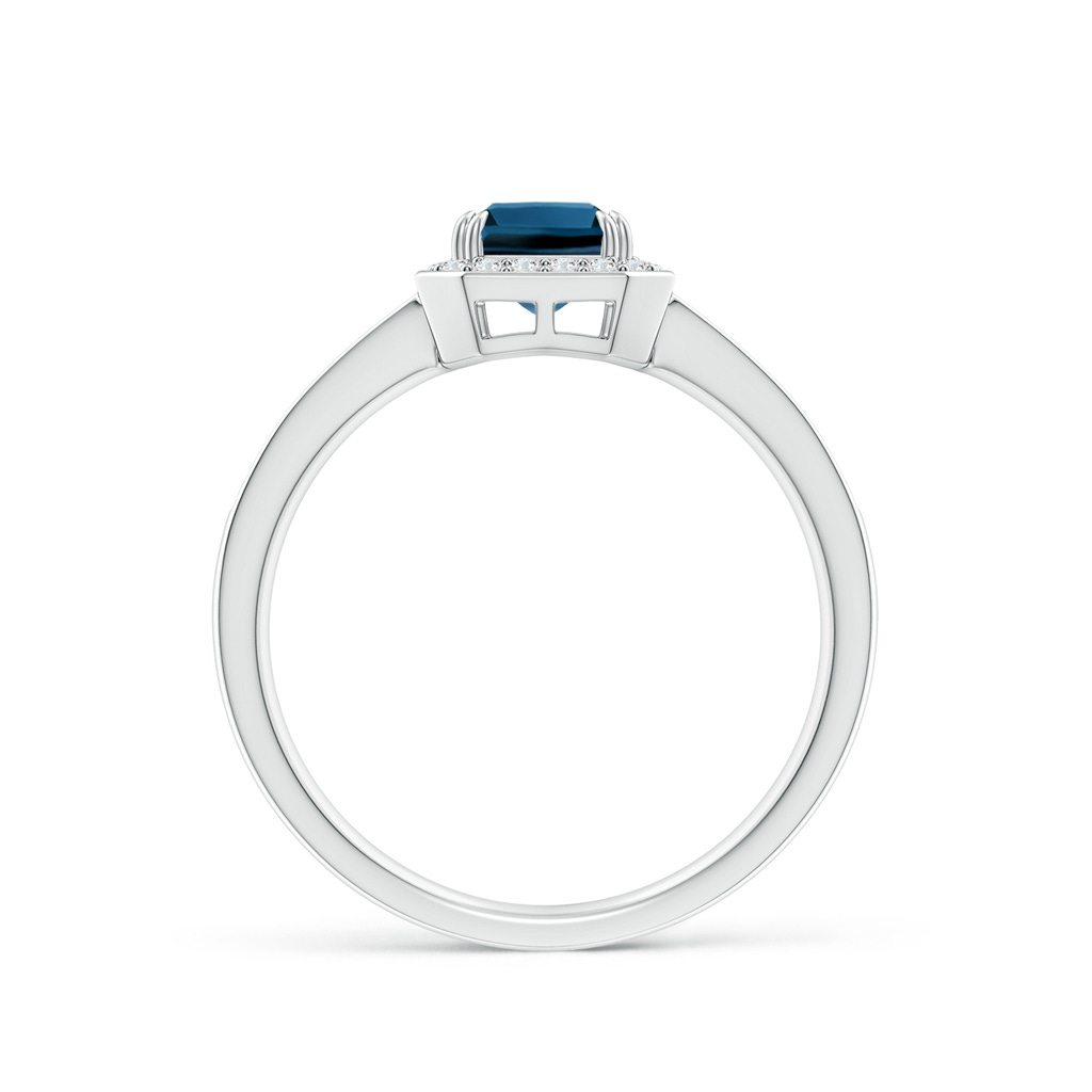 7x5mm AAA Emerald-Cut London Blue Topaz Engagement Ring with Halo in White Gold - side_1