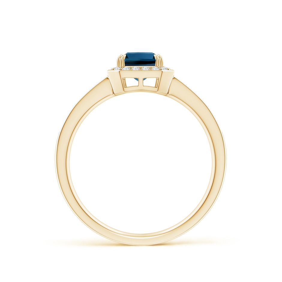 7x5mm AAA Emerald-Cut London Blue Topaz Engagement Ring with Halo in Yellow Gold side-1