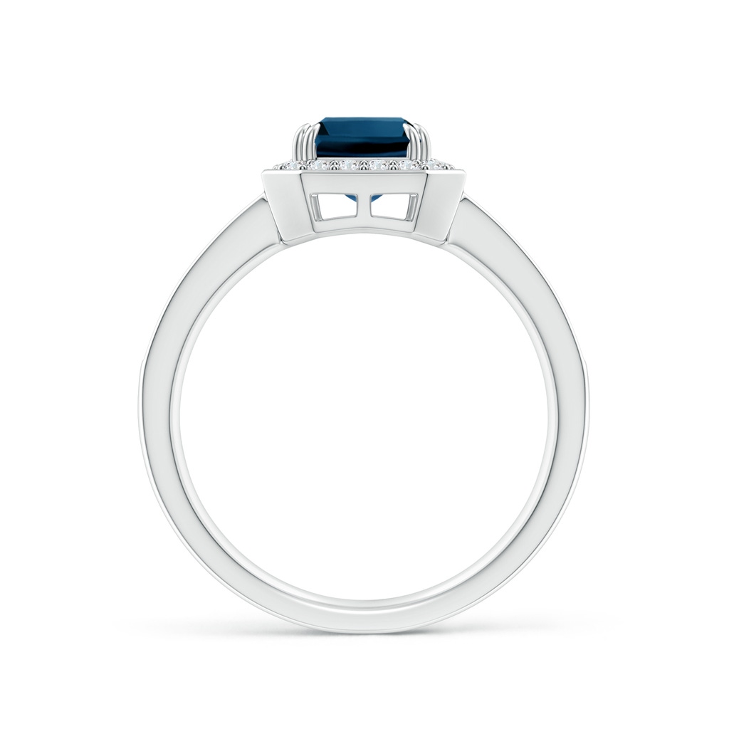 8x6mm AAAA Emerald-Cut London Blue Topaz Engagement Ring with Halo in White Gold - side_1