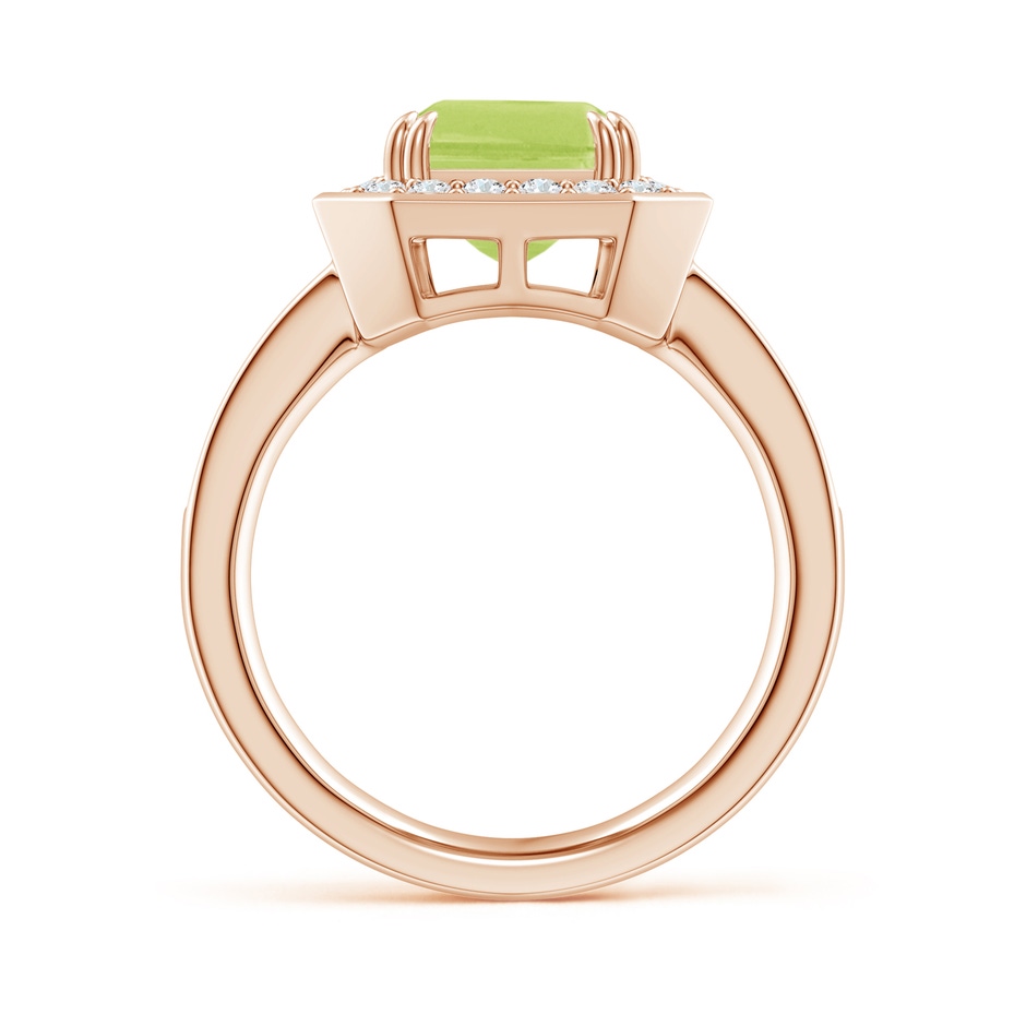 10x8mm A Emerald-Cut Peridot Engagement Ring with Diamond Halo in Rose Gold side-1