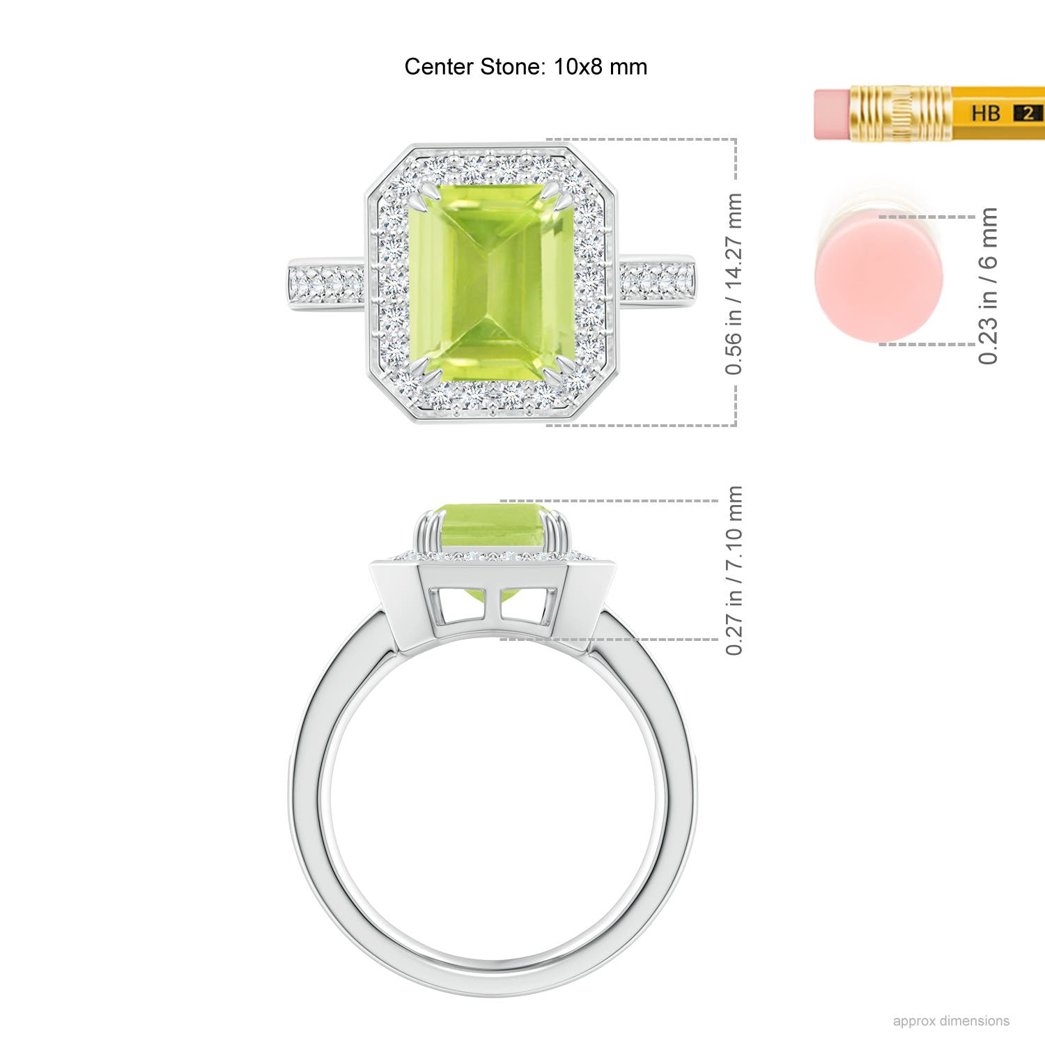 A - Peridot / 3.75 CT / 14 KT White Gold