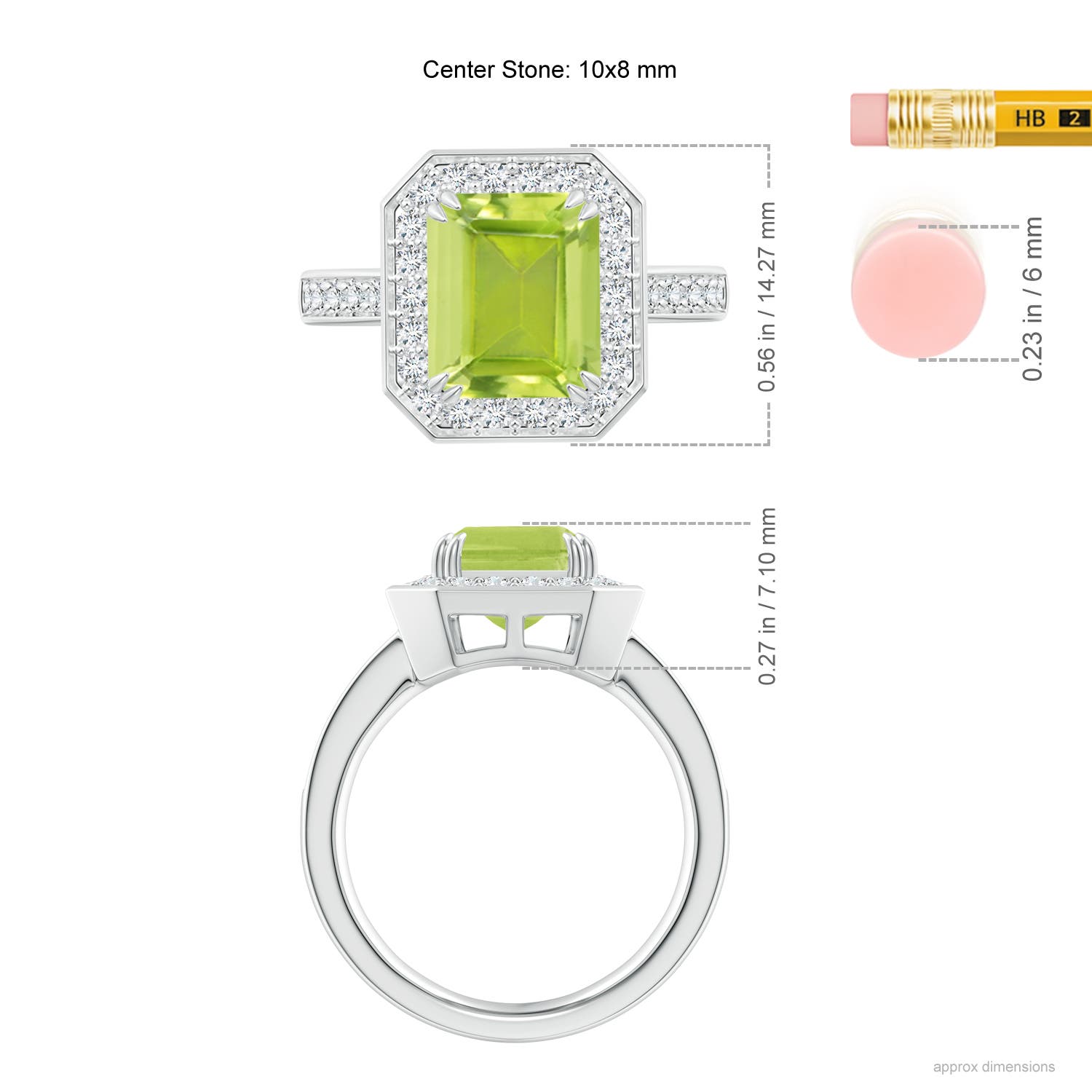 AA - Peridot / 3.75 CT / 14 KT White Gold