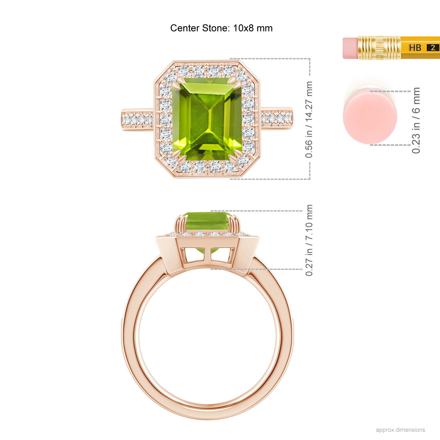 AAA - Peridot / 3.75 CT / 14 KT Rose Gold