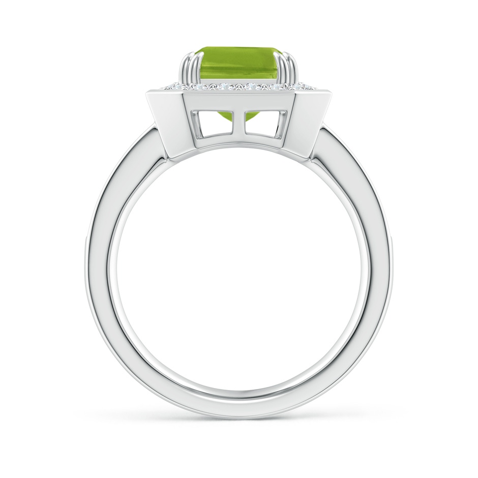 10x8mm AAA Emerald-Cut Peridot Engagement Ring with Diamond Halo in White Gold side-1