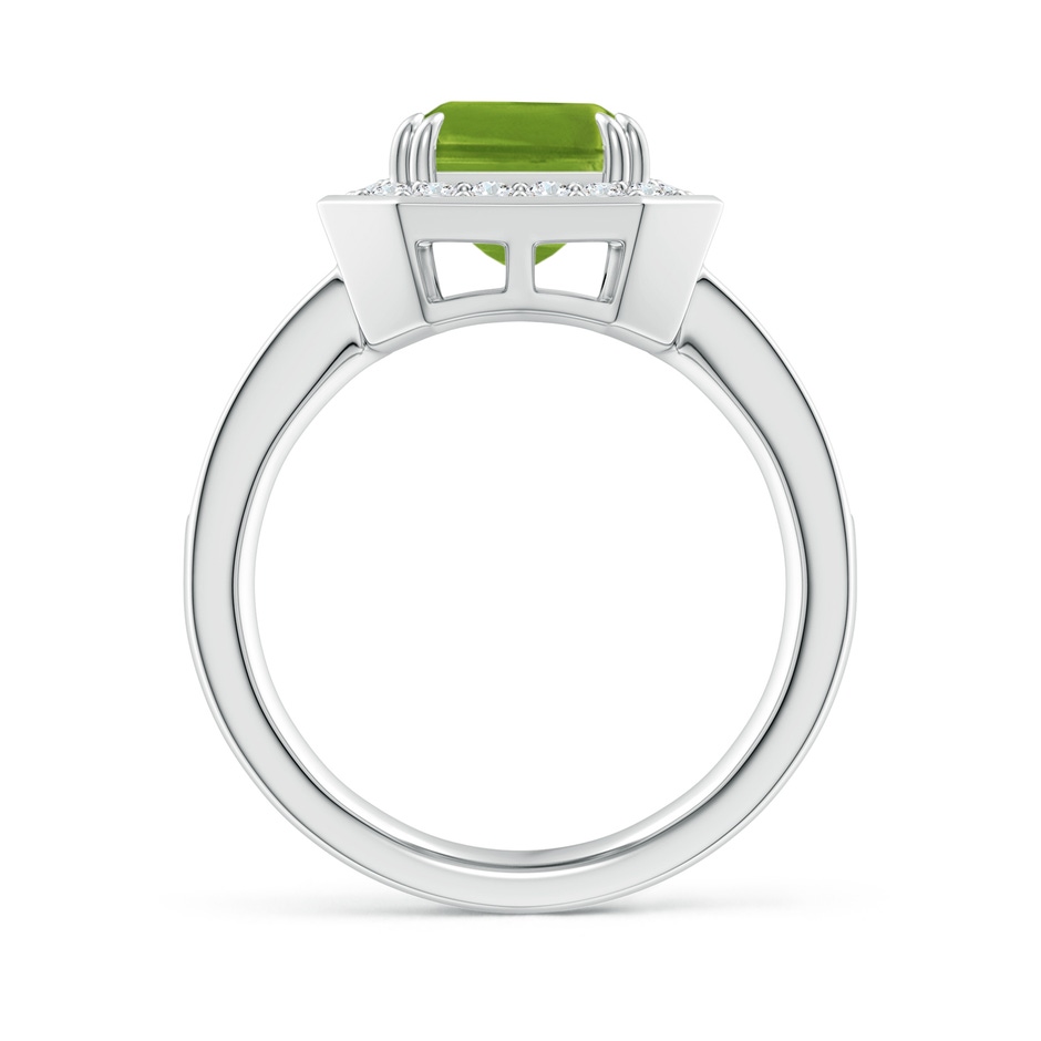 10x8mm AAAA Emerald-Cut Peridot Engagement Ring with Diamond Halo in P950 Platinum side-1