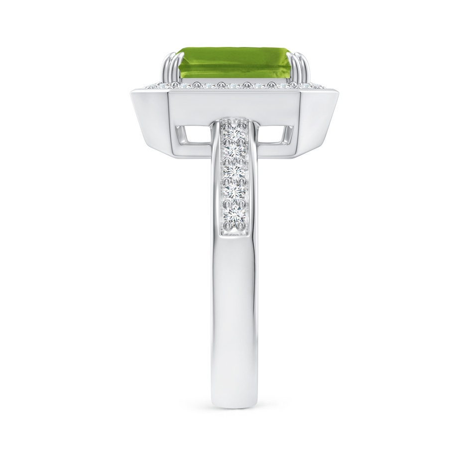 10x8mm AAAA Emerald-Cut Peridot Engagement Ring with Diamond Halo in P950 Platinum side-2