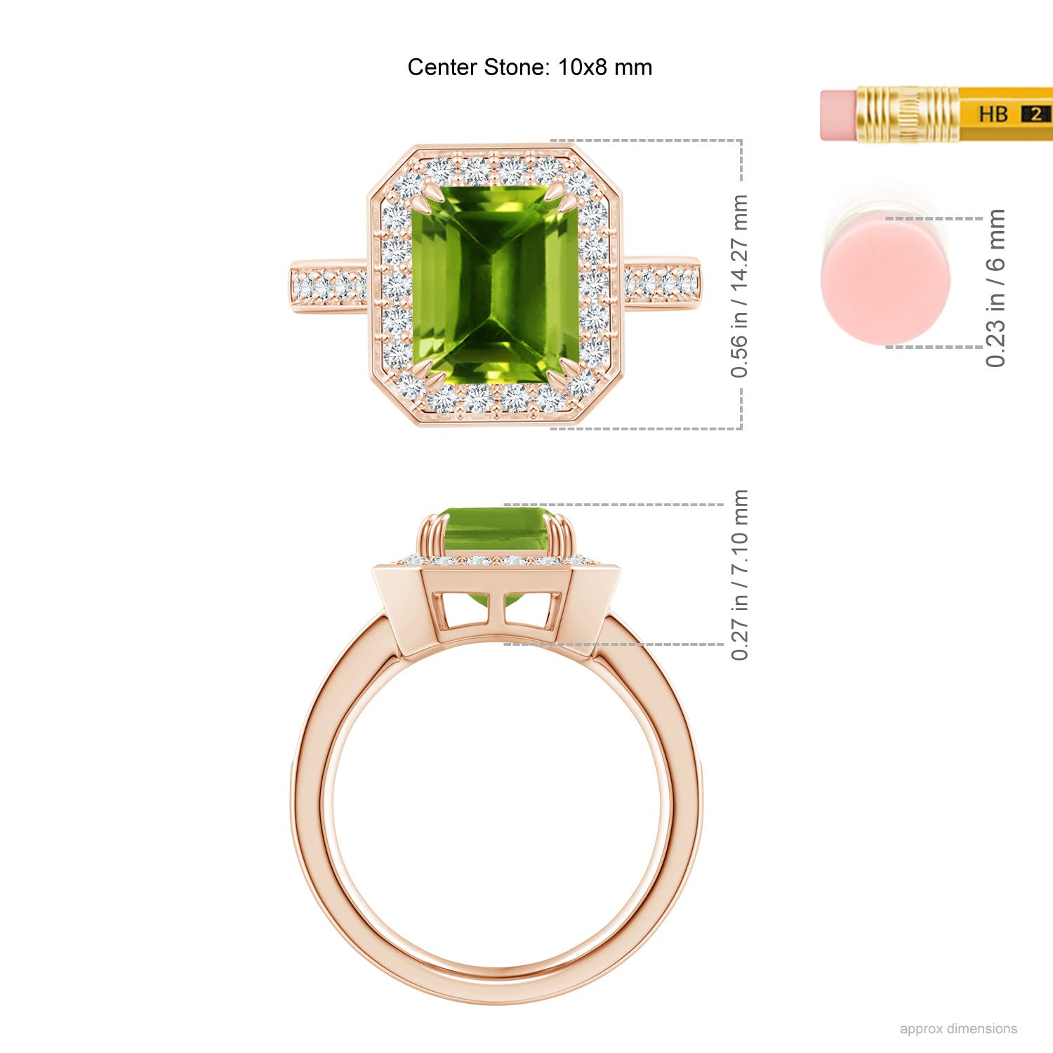 AAAA - Peridot / 3.75 CT / 14 KT Rose Gold