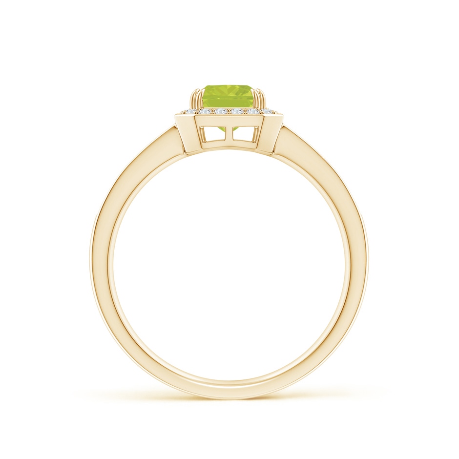 7x5mm A Emerald-Cut Peridot Engagement Ring with Diamond Halo in 9K Yellow Gold side 1