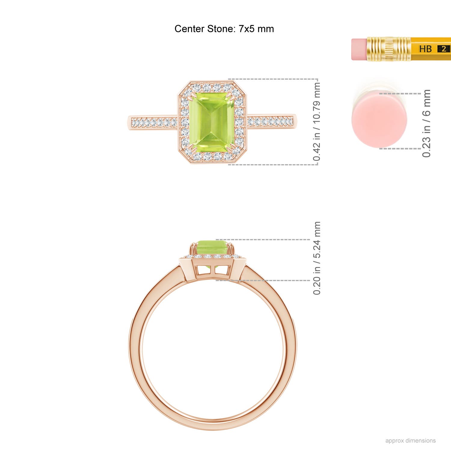 A - Peridot / 1.19 CT / 14 KT Rose Gold