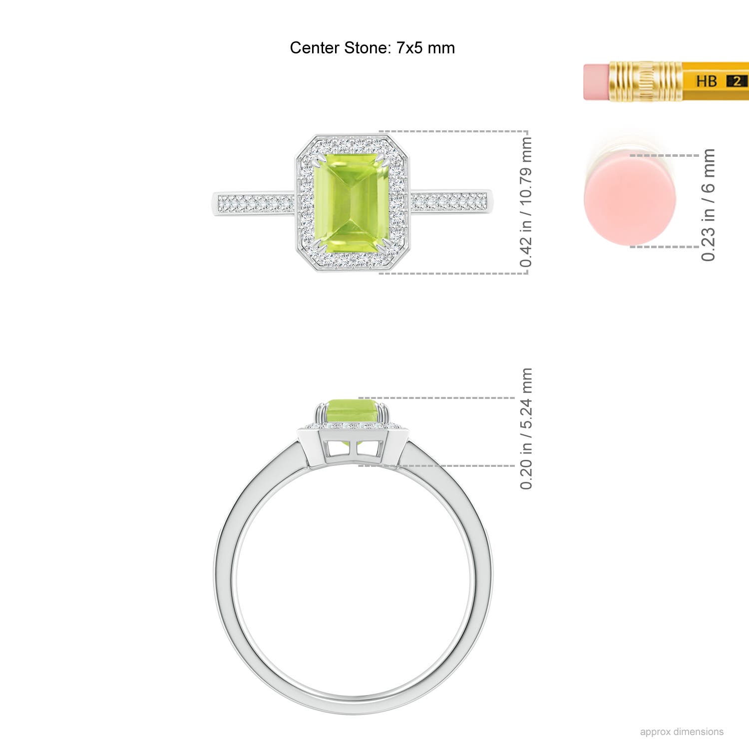 A - Peridot / 1.19 CT / 14 KT White Gold