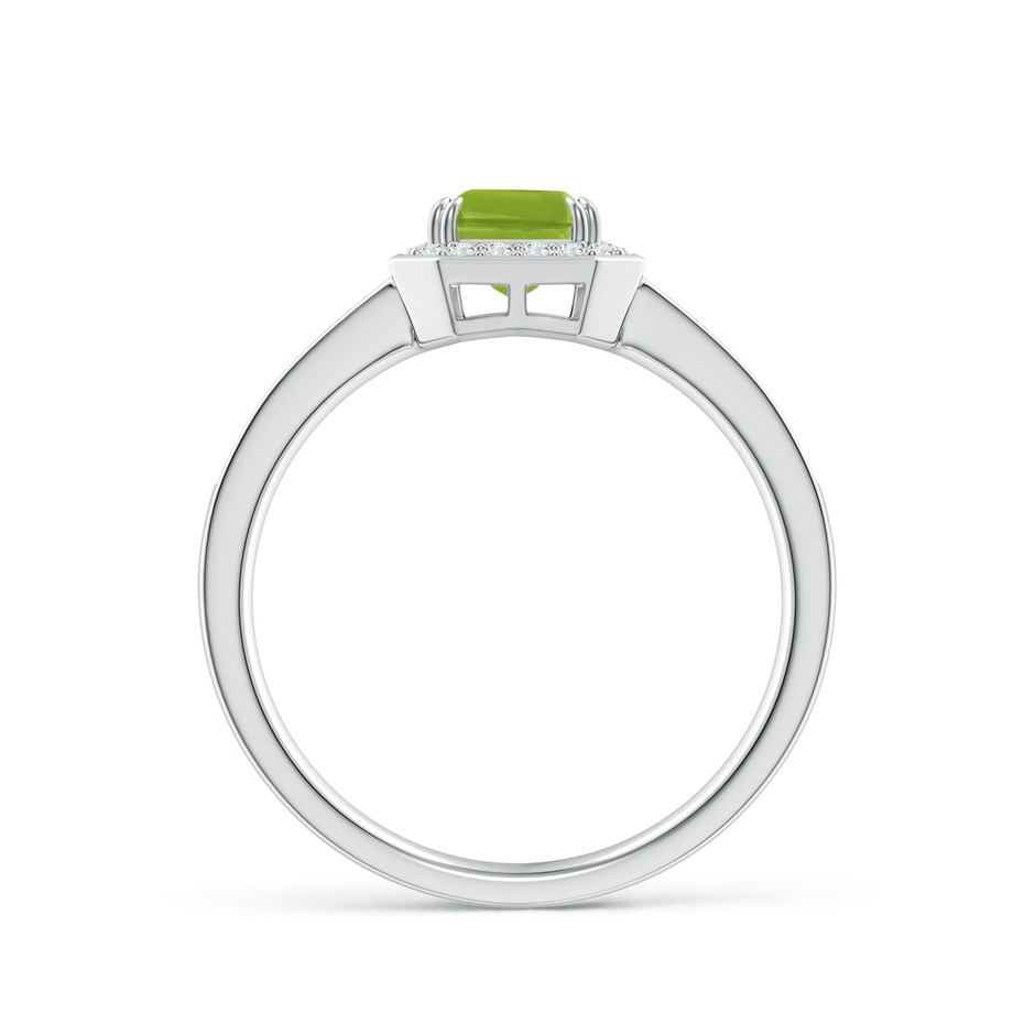 7x5mm AAA Emerald-Cut Peridot Engagement Ring with Diamond Halo in White Gold side-1