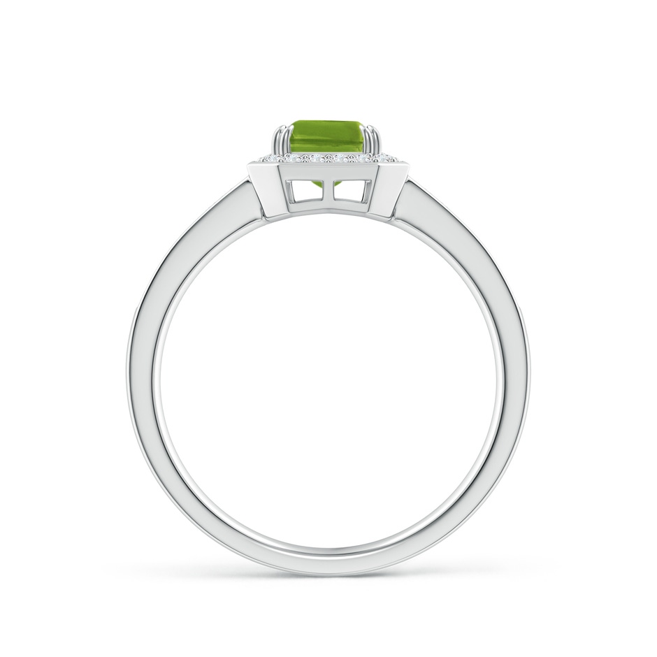 7x5mm AAAA Emerald-Cut Peridot Engagement Ring with Diamond Halo in White Gold side-1