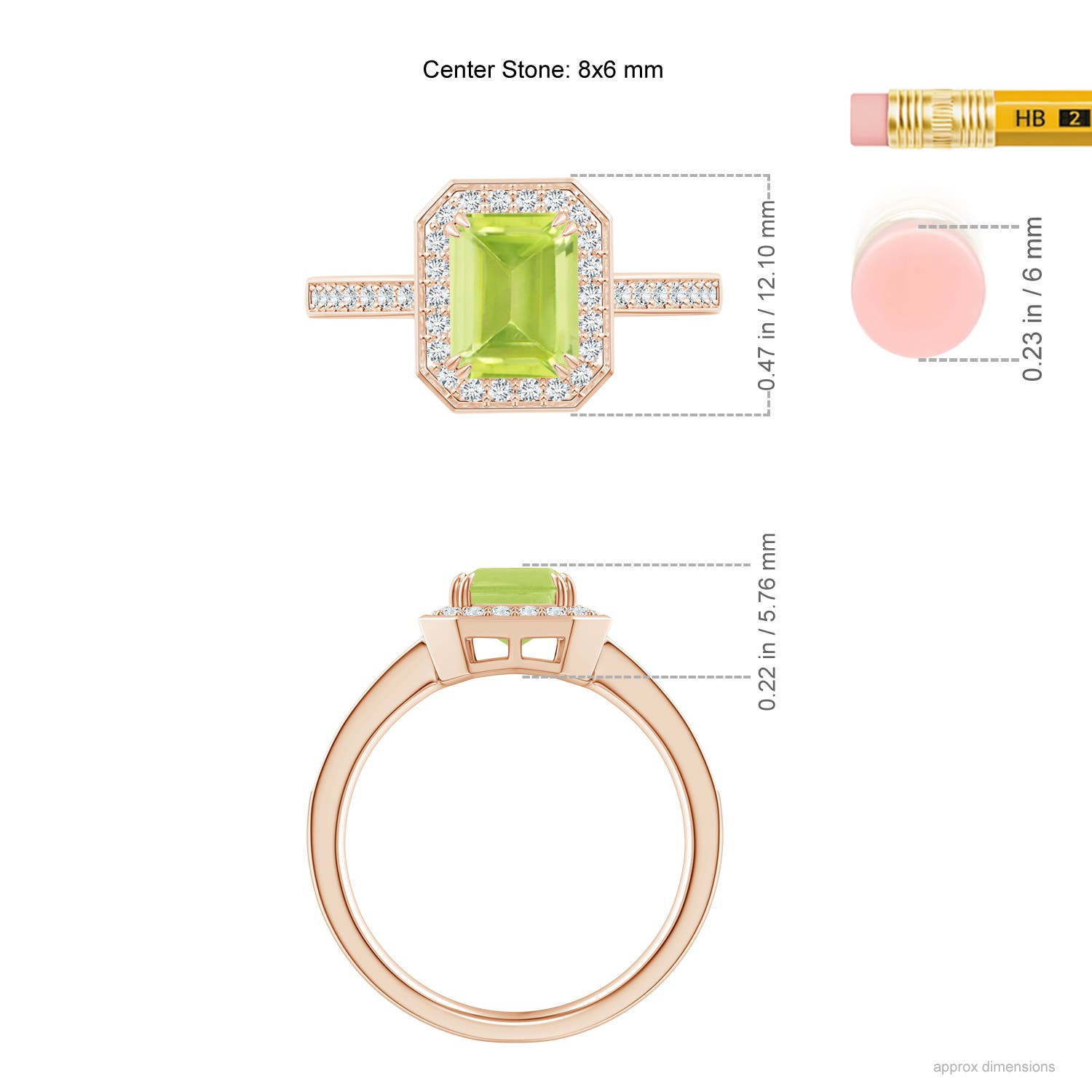 A - Peridot / 1.89 CT / 14 KT Rose Gold