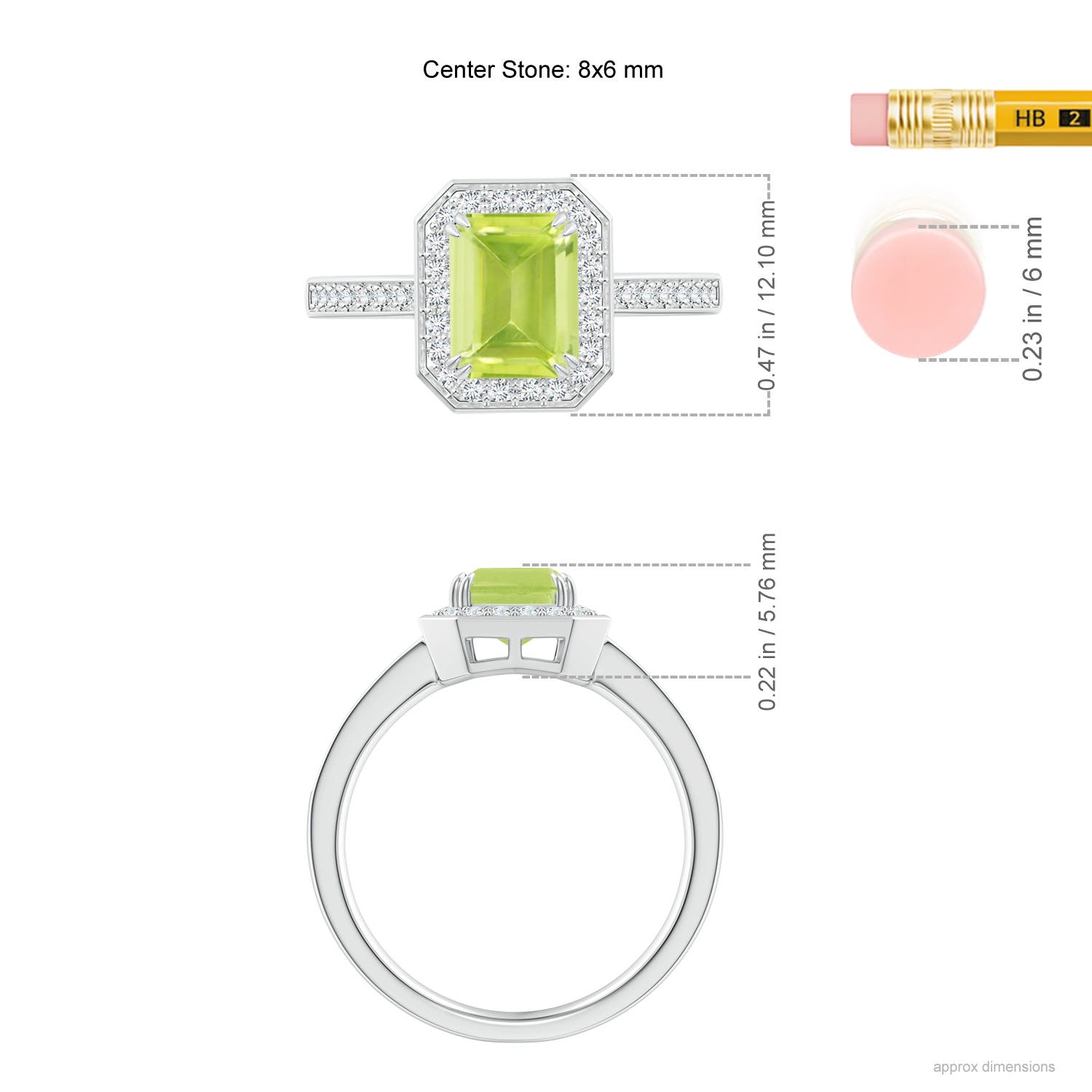 A - Peridot / 1.89 CT / 14 KT White Gold