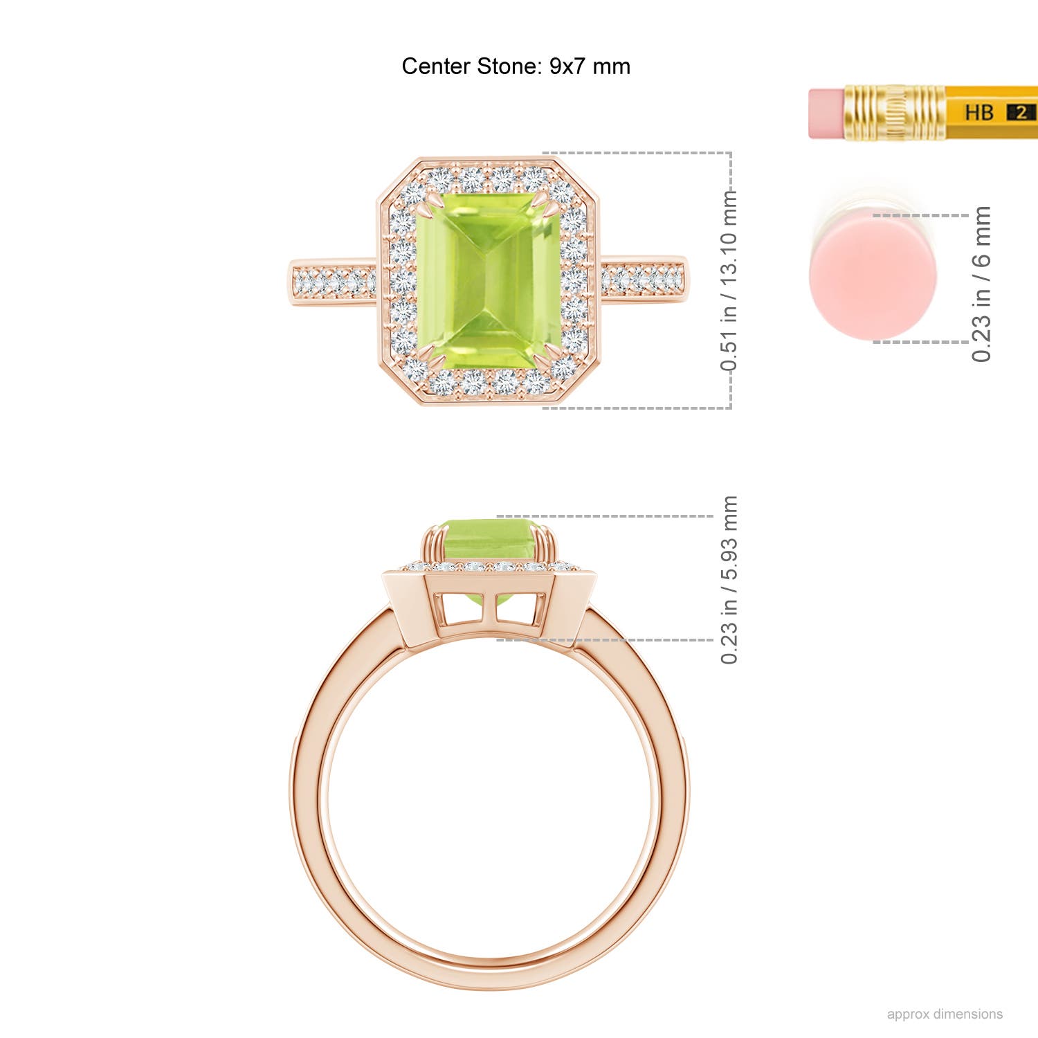 A - Peridot / 2.72 CT / 14 KT Rose Gold