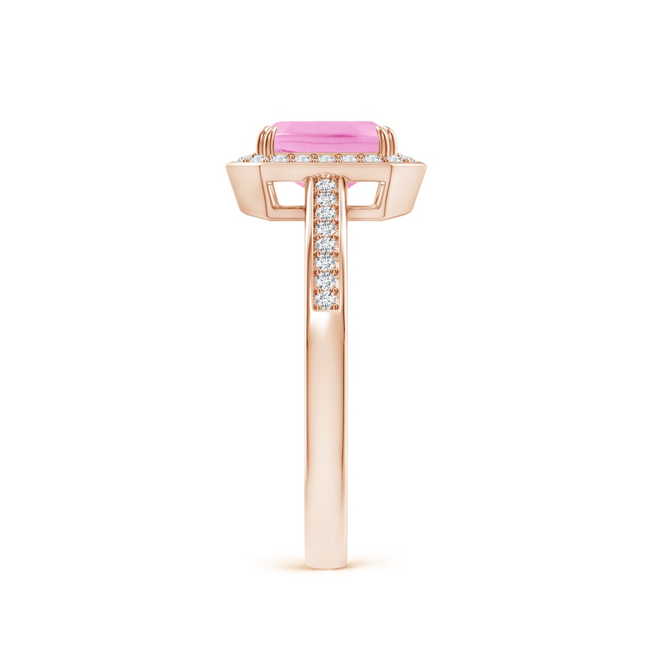 7x5mm A Emerald-Cut Pink Sapphire Engagement Ring with Diamond Halo in 9K Rose Gold side 299