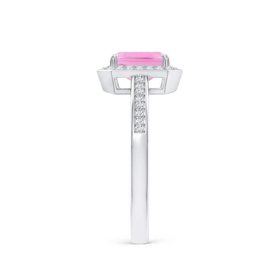 7x5mm A Emerald-Cut Pink Sapphire Engagement Ring with Diamond Halo in White Gold side 299