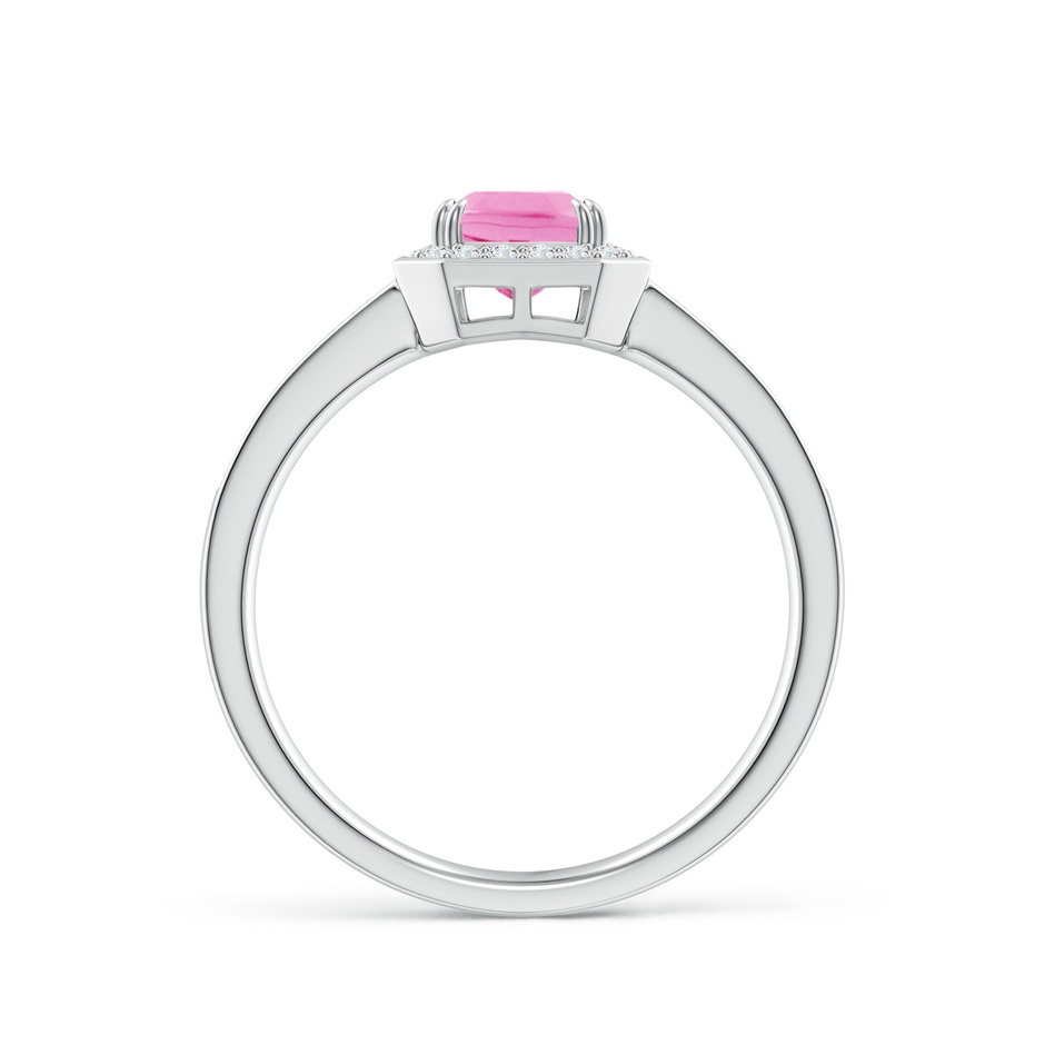 7x5mm AA Emerald-Cut Pink Sapphire Engagement Ring with Diamond Halo in P950 Platinum side 199