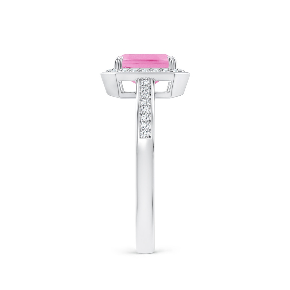 7x5mm AA Emerald-Cut Pink Sapphire Engagement Ring with Diamond Halo in P950 Platinum side 299