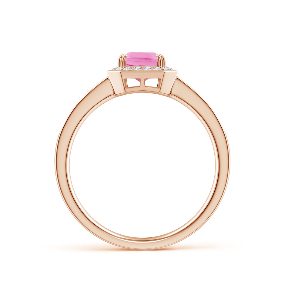 7x5mm AA Emerald-Cut Pink Sapphire Engagement Ring with Diamond Halo in Rose Gold side 199