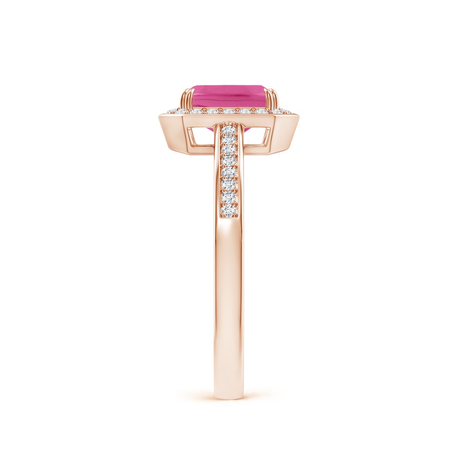 7x5mm AAA Emerald-Cut Pink Sapphire Engagement Ring with Diamond Halo in Rose Gold side 299