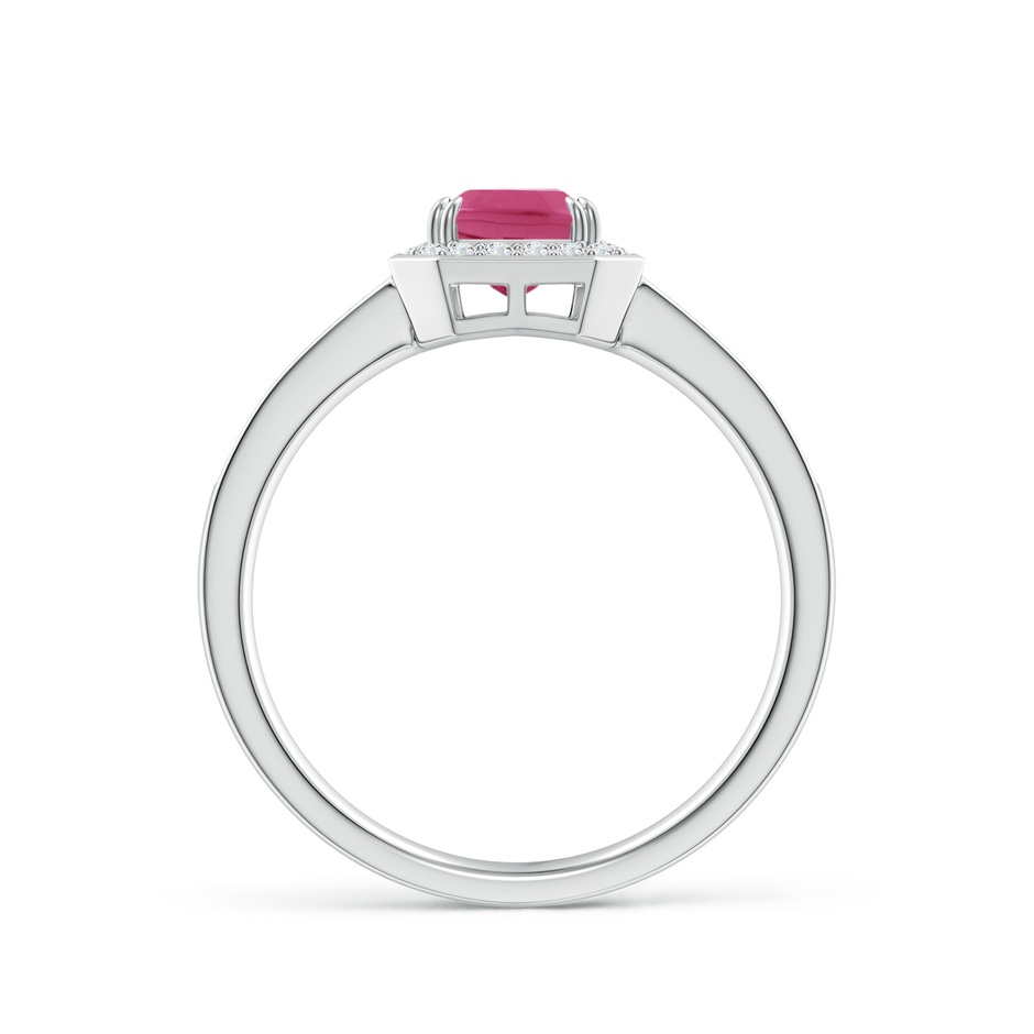 7x5mm AAAA Emerald-Cut Pink Sapphire Engagement Ring with Diamond Halo in P950 Platinum side 199