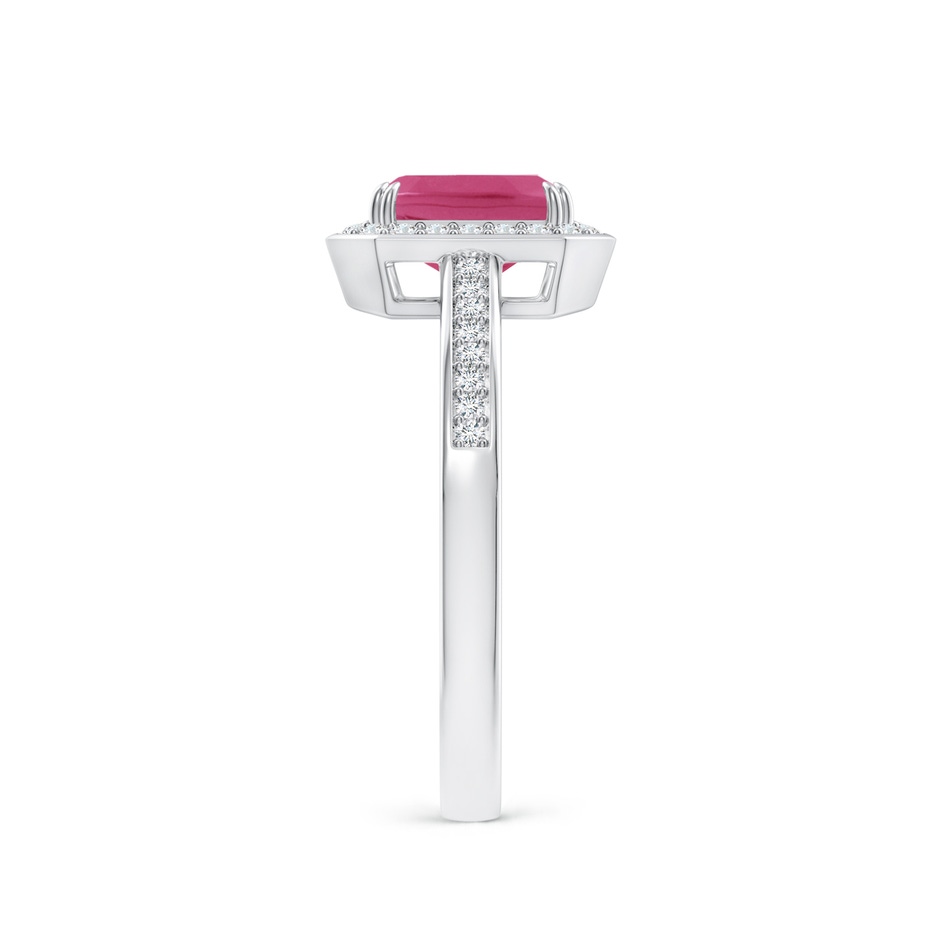 7x5mm AAAA Emerald-Cut Pink Sapphire Engagement Ring with Diamond Halo in P950 Platinum side 299