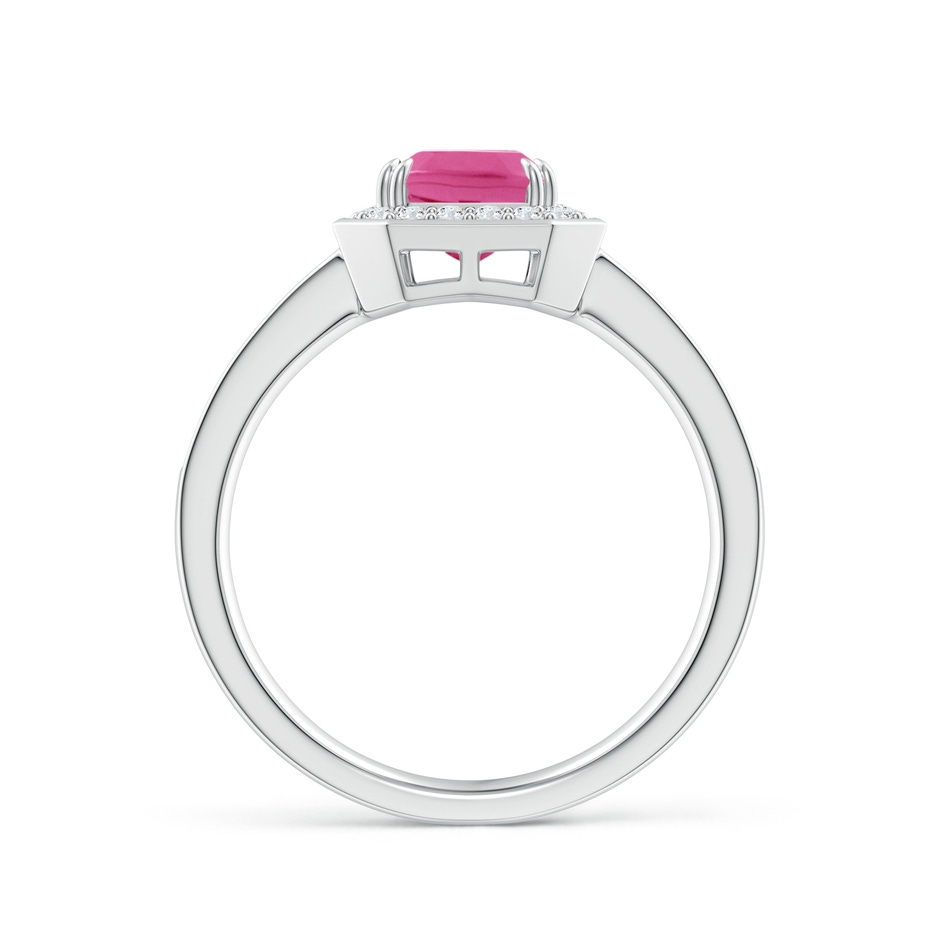 8x6mm AAA Emerald-Cut Pink Sapphire Engagement Ring with Diamond Halo in P950 Platinum side 199