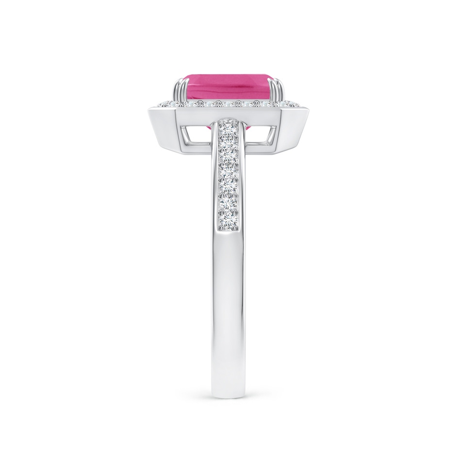 8x6mm AAA Emerald-Cut Pink Sapphire Engagement Ring with Diamond Halo in P950 Platinum side 299