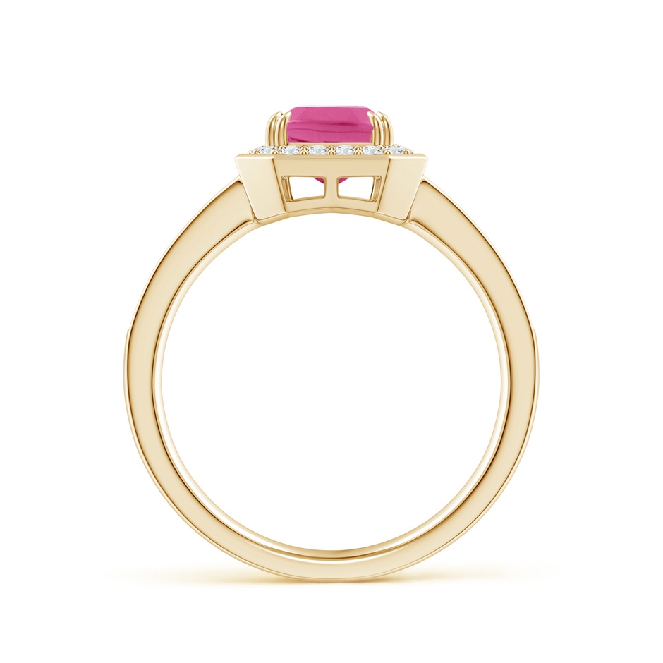 8x6mm AAA Emerald-Cut Pink Sapphire Engagement Ring with Diamond Halo in Yellow Gold side 199
