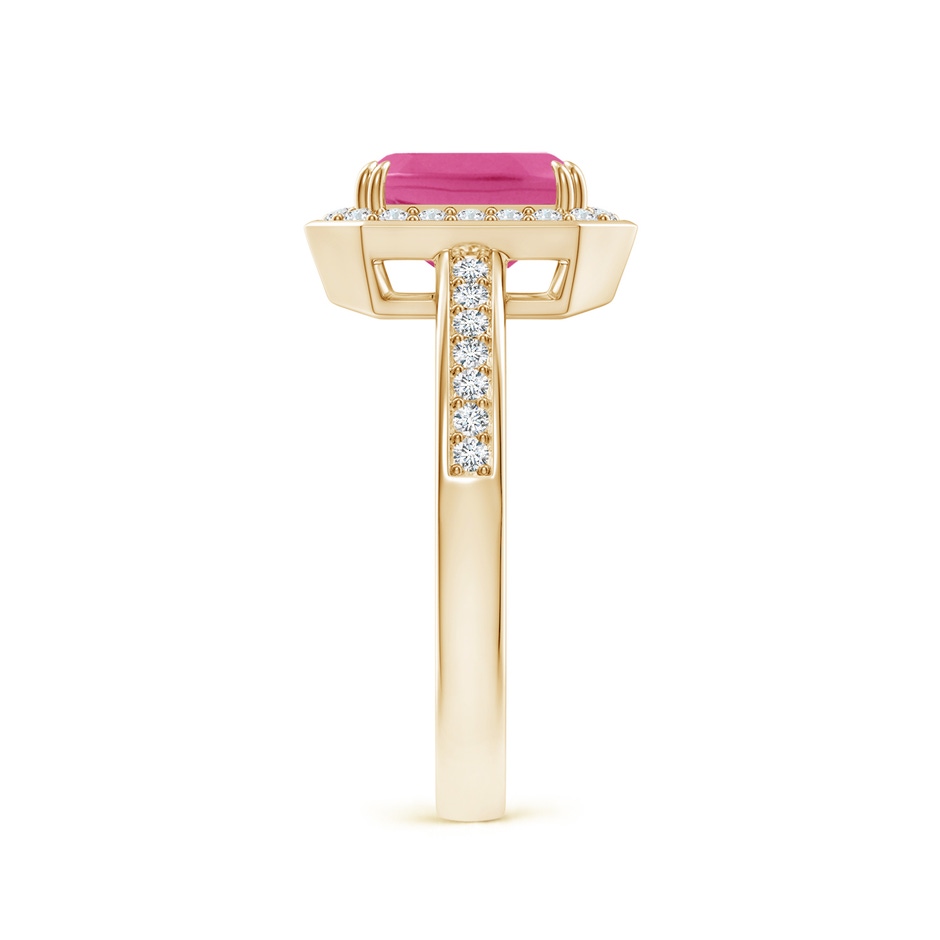 8x6mm AAA Emerald-Cut Pink Sapphire Engagement Ring with Diamond Halo in Yellow Gold side 299