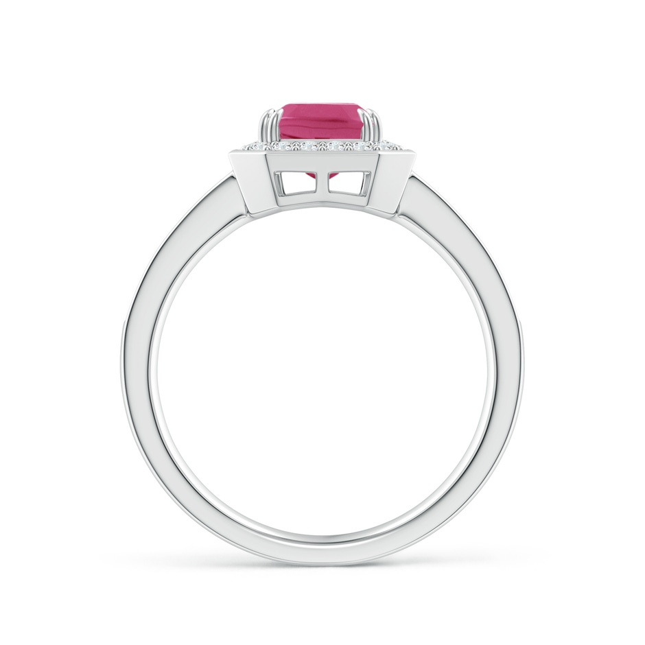 8x6mm AAAA Emerald-Cut Pink Sapphire Engagement Ring with Diamond Halo in P950 Platinum side 199