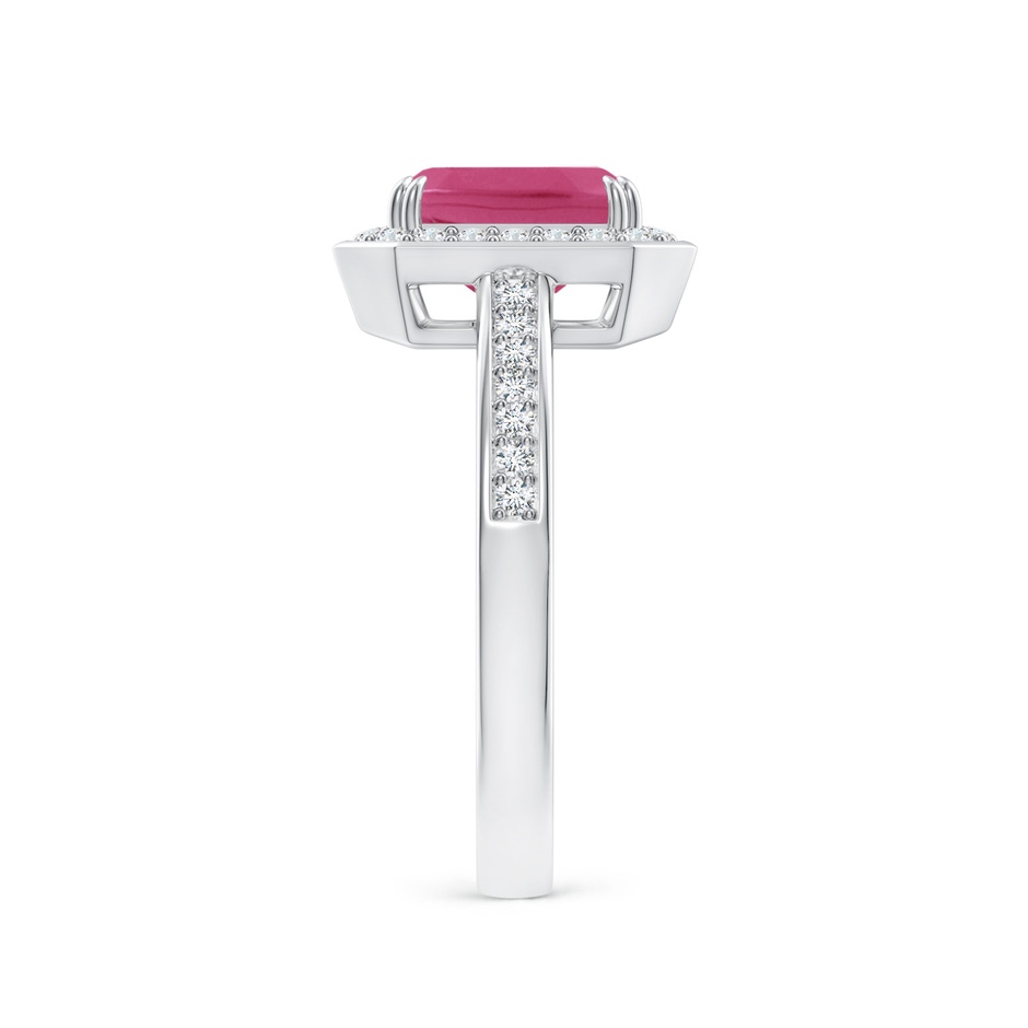 8x6mm AAAA Emerald-Cut Pink Sapphire Engagement Ring with Diamond Halo in P950 Platinum side 299