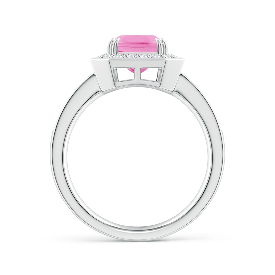 9x7mm AA Emerald-Cut Pink Sapphire Engagement Ring with Diamond Halo in P950 Platinum side 199