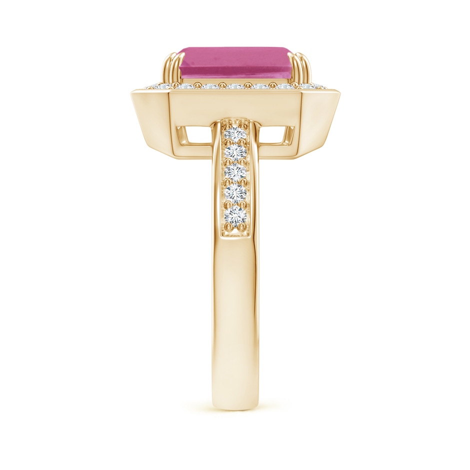 10x8mm AAA Emerald-Cut Pink Tourmaline Engagement Ring with Diamond Halo in 18K Yellow Gold side 299