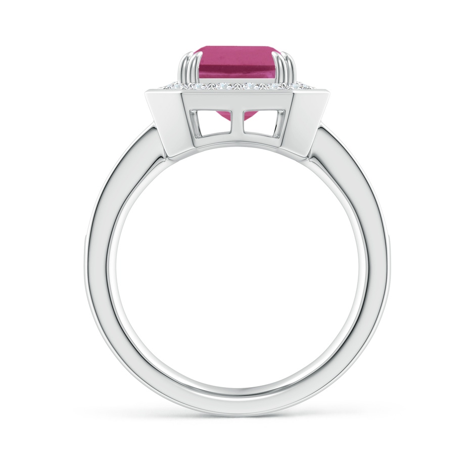 10x8mm AAAA Emerald-Cut Pink Tourmaline Engagement Ring with Diamond Halo in P950 Platinum side 199