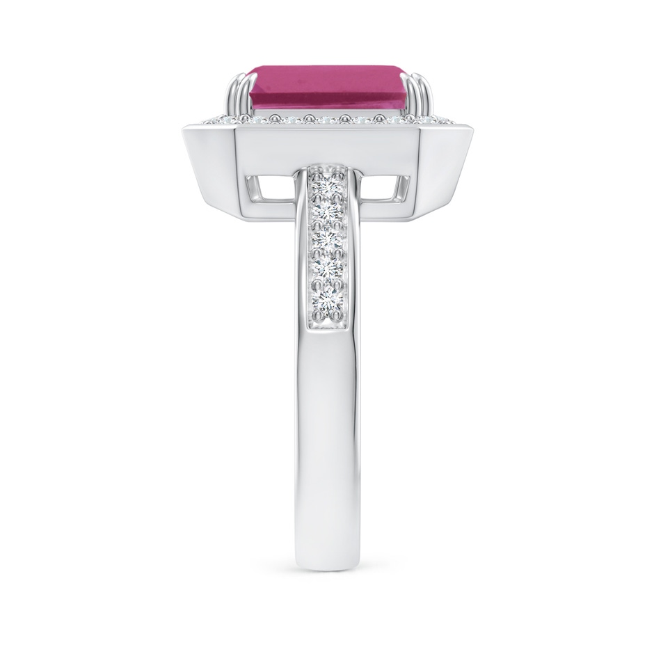 10x8mm AAAA Emerald-Cut Pink Tourmaline Engagement Ring with Diamond Halo in P950 Platinum side 299