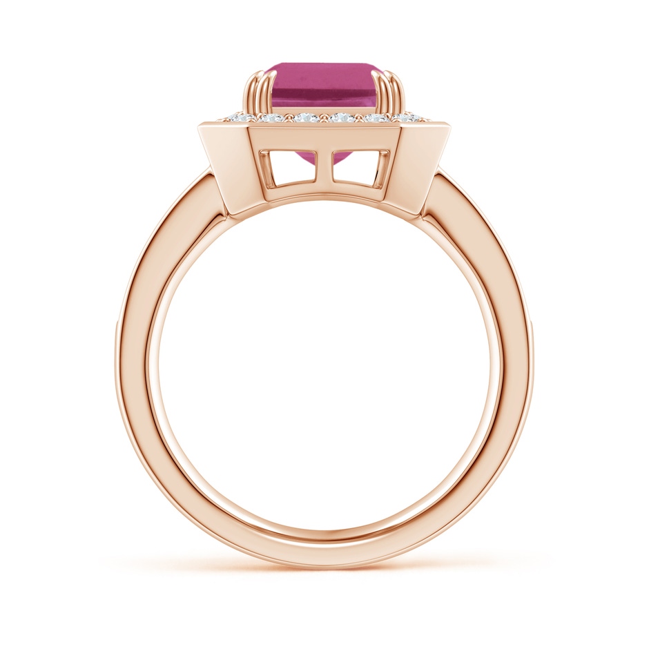 10x8mm AAAA Emerald-Cut Pink Tourmaline Engagement Ring with Diamond Halo in Rose Gold side 199