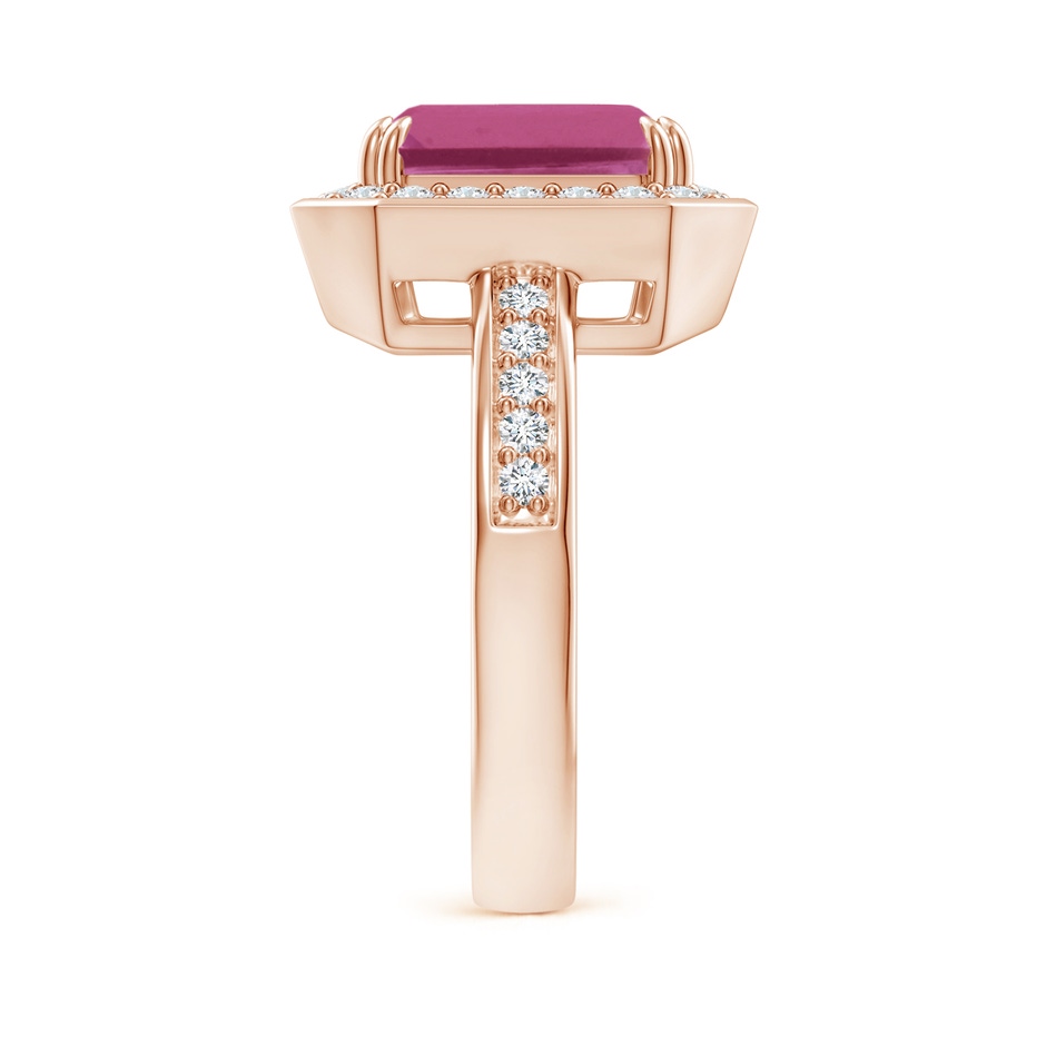 10x8mm AAAA Emerald-Cut Pink Tourmaline Engagement Ring with Diamond Halo in Rose Gold side 299