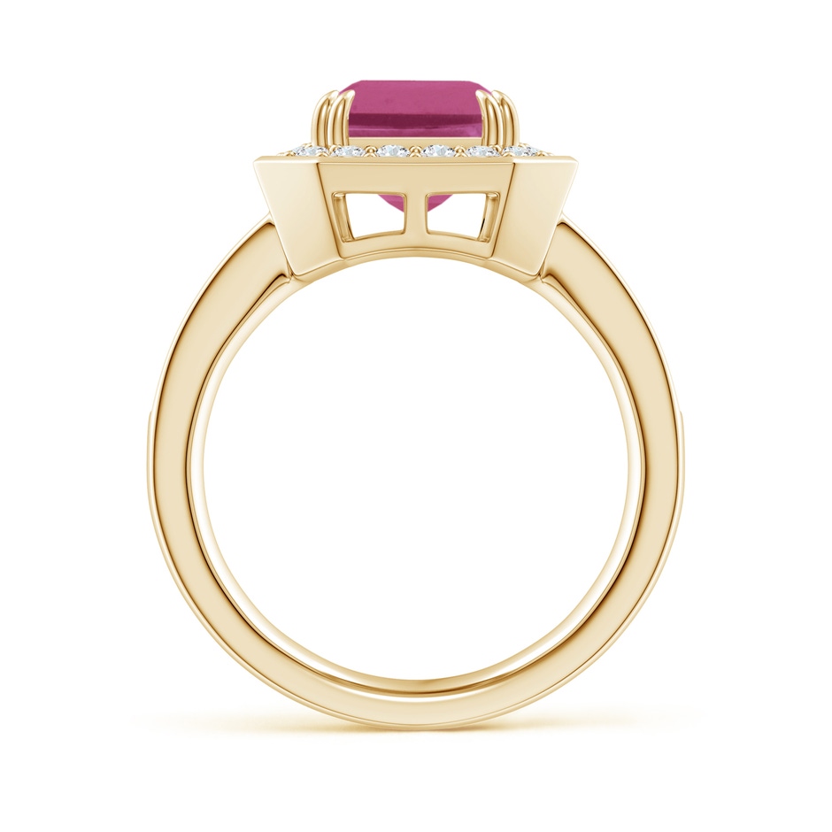 10x8mm AAAA Emerald-Cut Pink Tourmaline Engagement Ring with Diamond Halo in Yellow Gold side 199