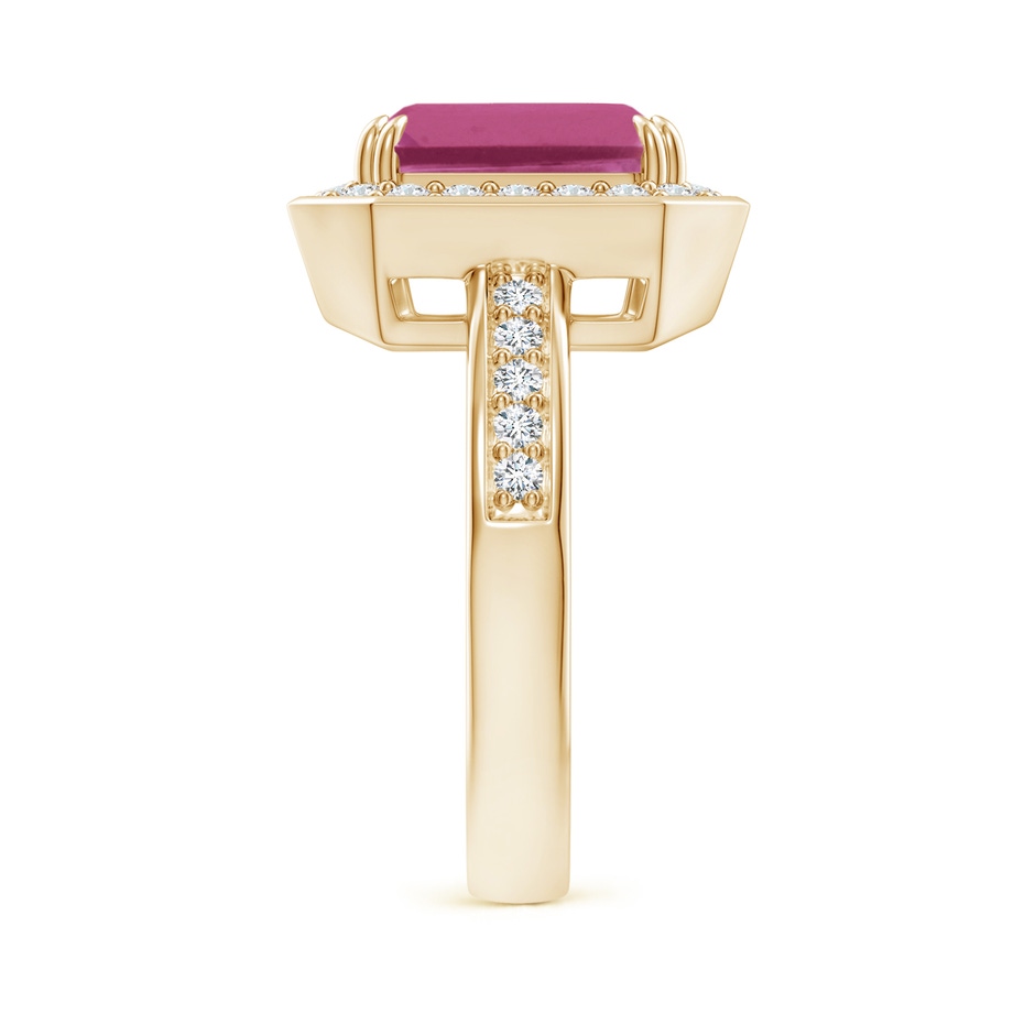 10x8mm AAAA Emerald-Cut Pink Tourmaline Engagement Ring with Diamond Halo in Yellow Gold side 299