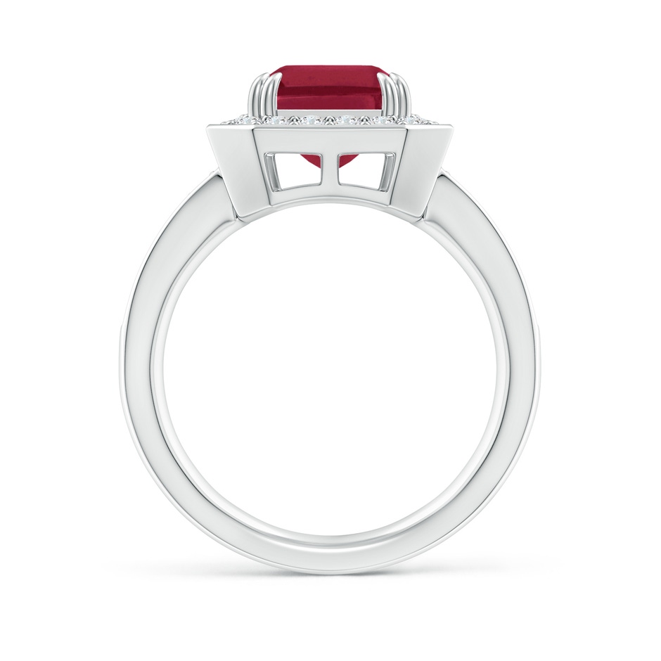 10x8mm A Emerald-Cut Ruby Engagement Ring with Diamond Halo in P950 Platinum side 199
